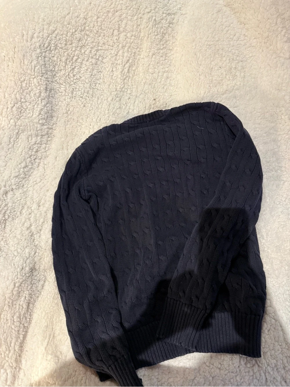 Ralph Lauren Navy Cable-Knit Sweater with Red Pony